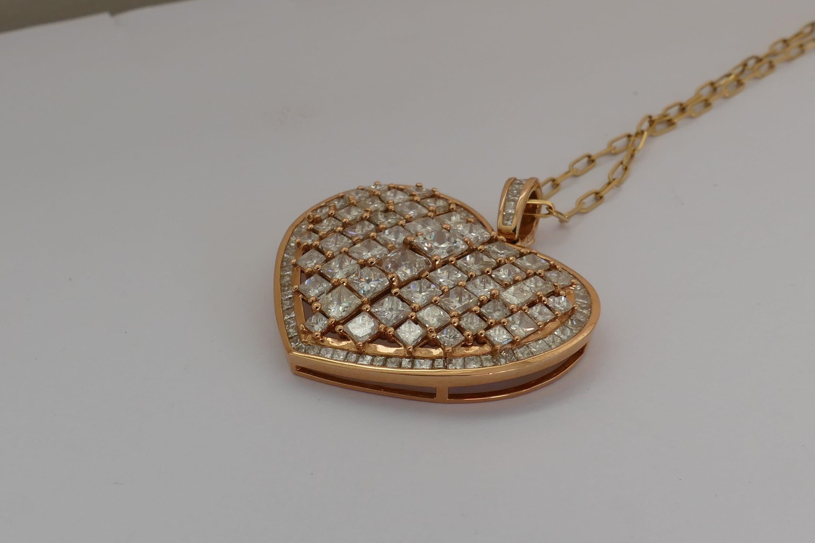 Romantic 18 Carat Rose Gold Diamond Heart Enhancer