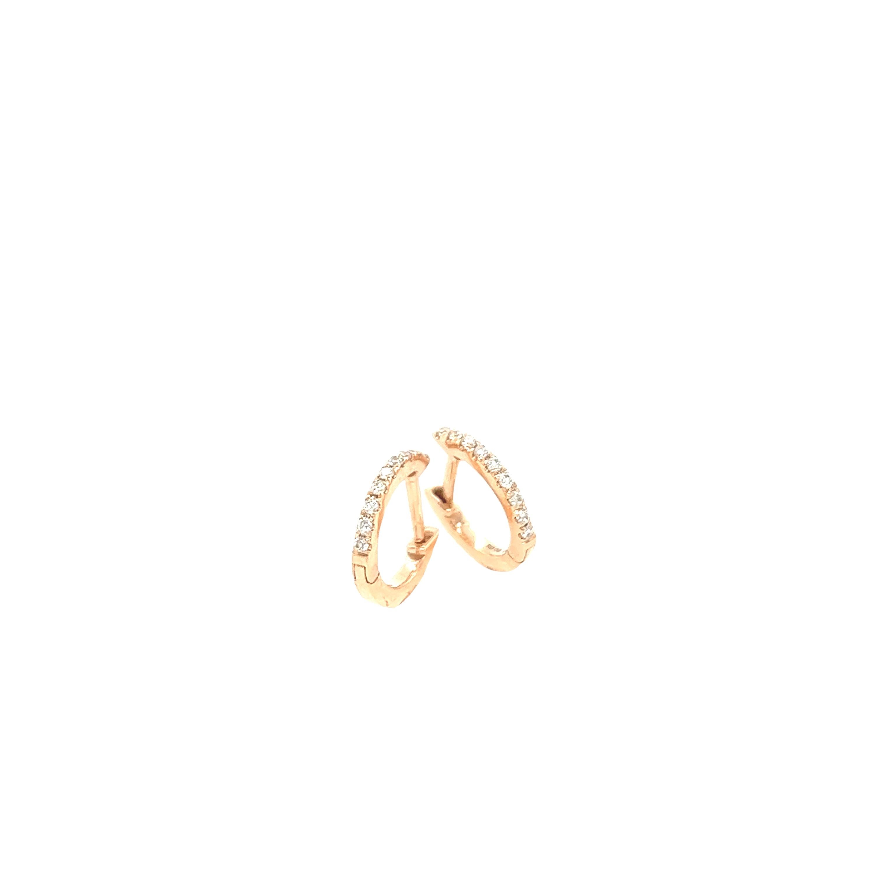 18ct Rose Gold Diamond Hoop Earrings, Set With 0.08ct Of Round Diamonds, 9mm For Sale 2