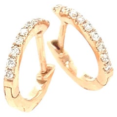 18ct Rose Gold Diamond Hoop Earrings, Set With 0.08ct Of Round Diamonds, 9mm