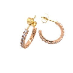 18ct Rose Gold Diamond Hoop Earrings Set with 1.03ct of Round Diamonds