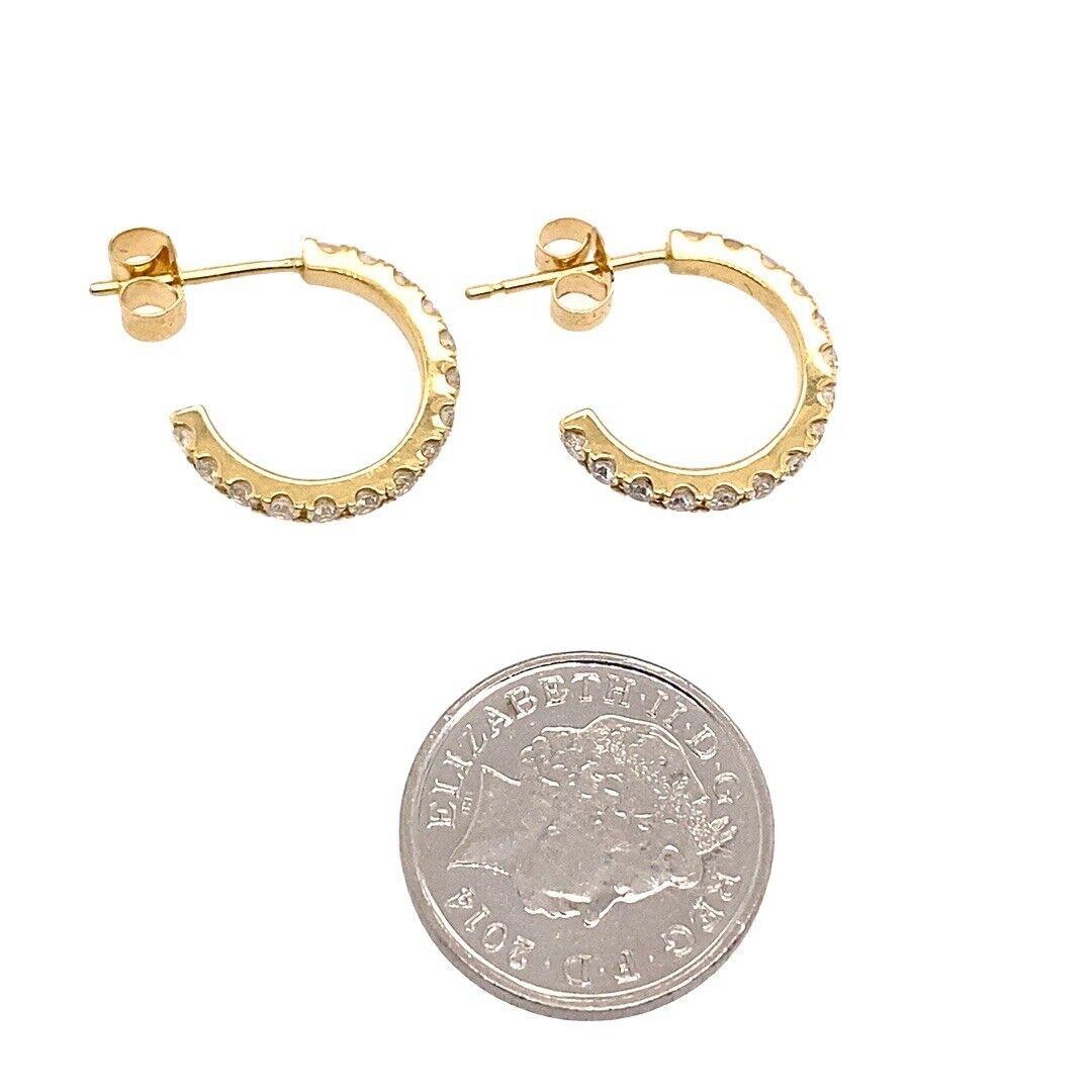 18ct Rose Gold Diamond Hoop Earrings Set with 1.03ct of Round Diamonds In New Condition For Sale In London, GB