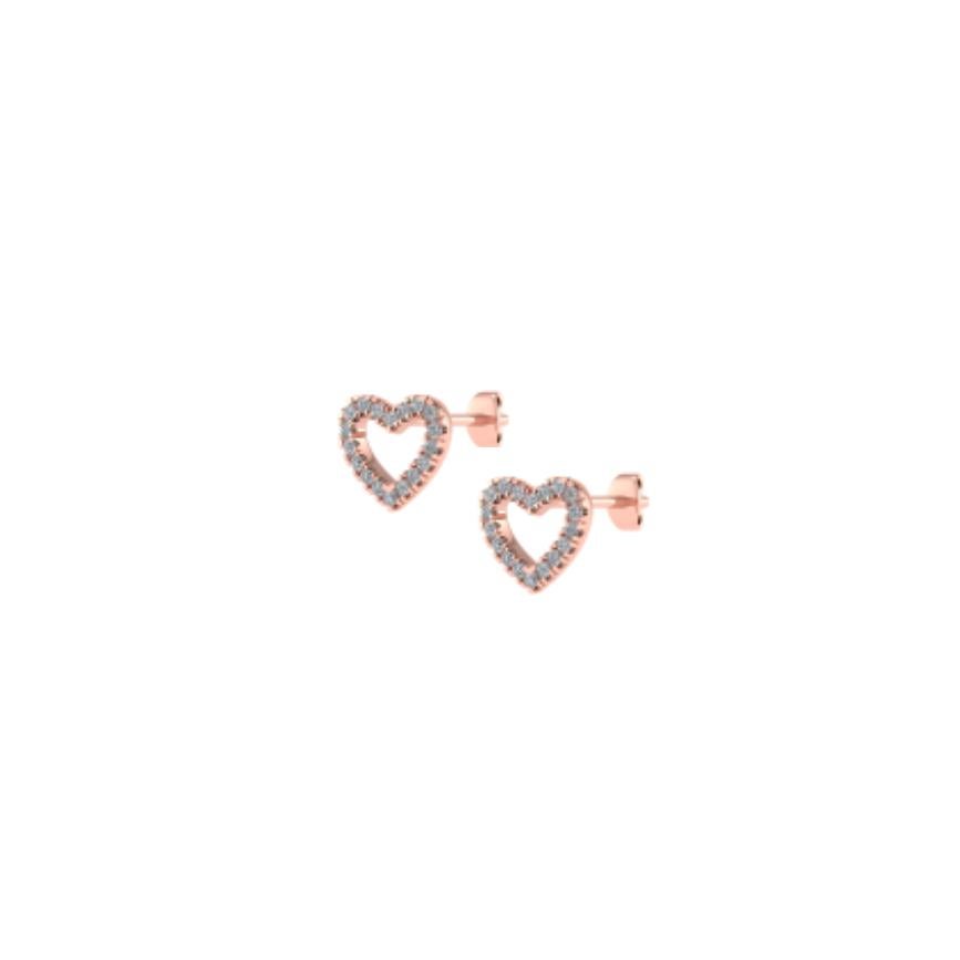 Modern 18ct Rose Gold & Diamond Sweetheart Contemporary Earstuds For Sale