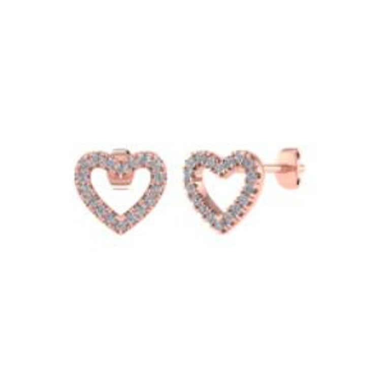 Pendientes Contemporáneos Corazón de Oro Rosa 18ct y Diamantes en venta