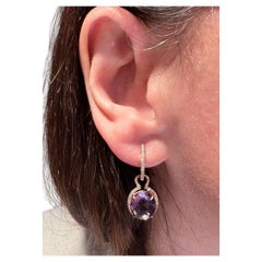 18ct Rose Gold Earrings Set With Amethysts Surrounded By Brilliants