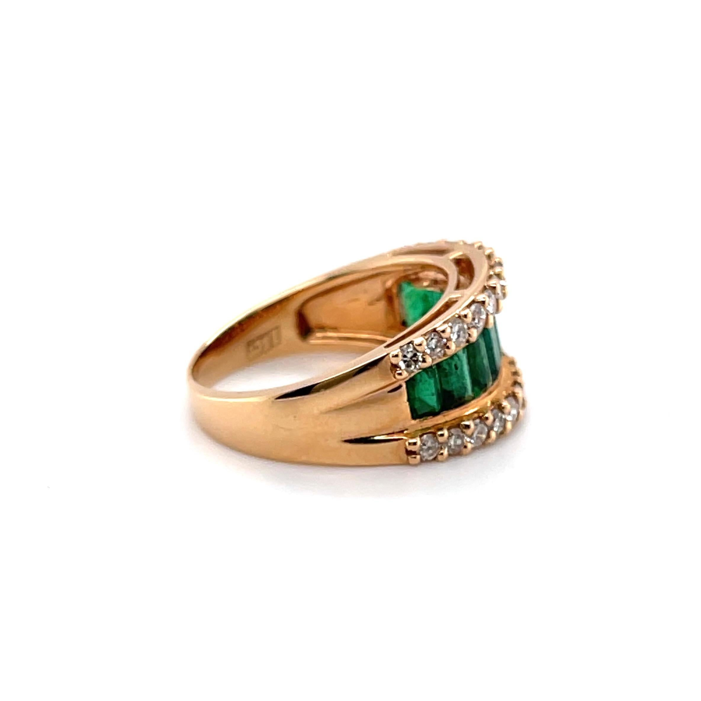 For Sale:  18ct Rose Gold Eight Stone Emerald and Diamond Dress Ring 2