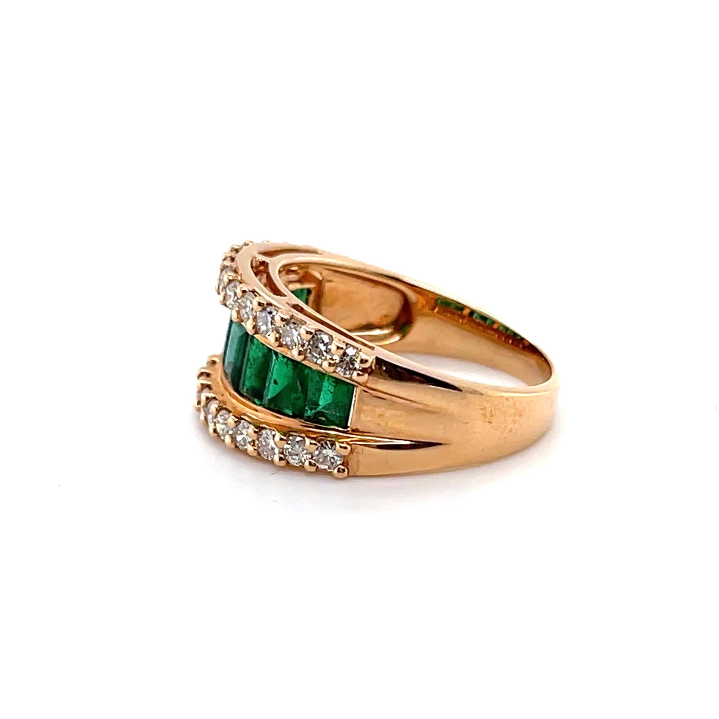 For Sale:  18ct Rose Gold Eight Stone Emerald and Diamond Dress Ring 3