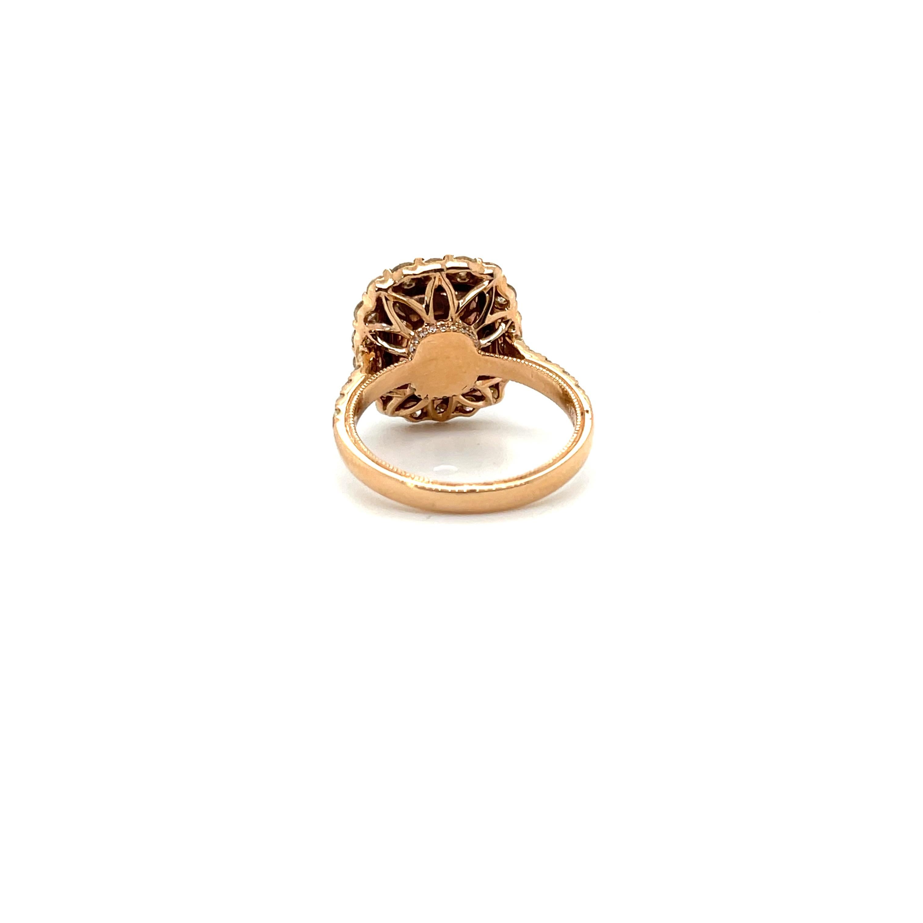 Contemporary 18ct Rose Gold Emerald and Diamond Ring For Sale