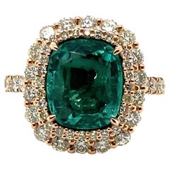 18ct Rose Gold Emerald and Diamond Ring