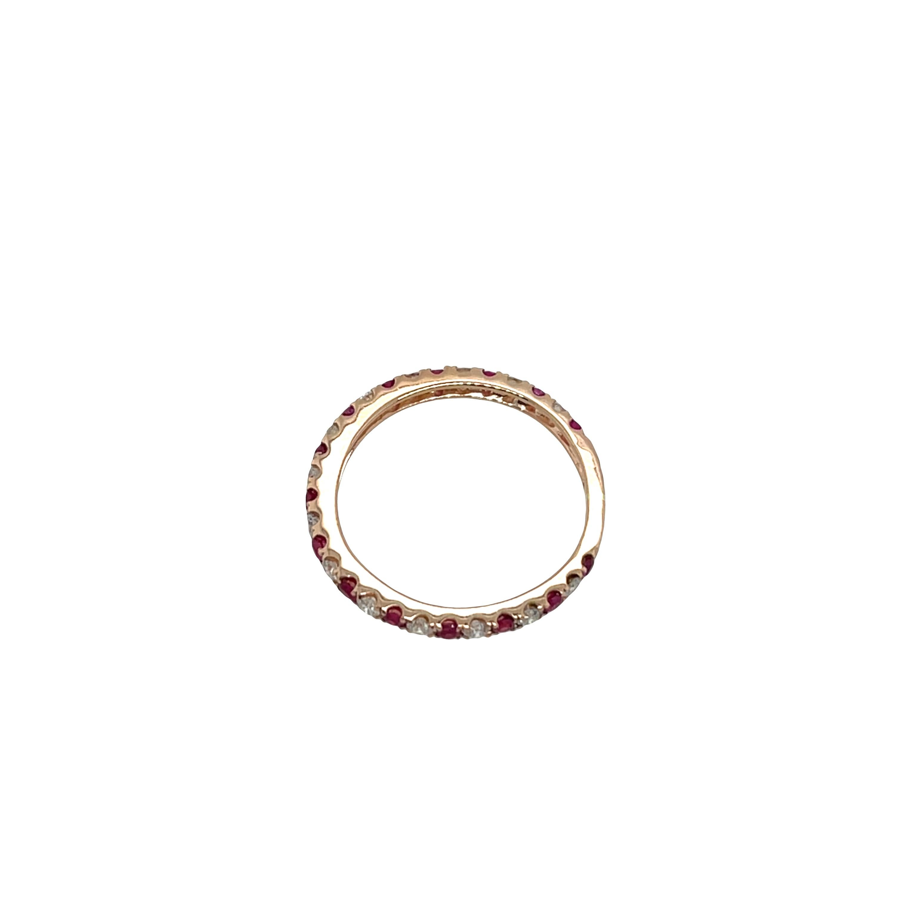 Donna Anello Eternità in oro rosa 18ct con diamanti e rubini in vendita