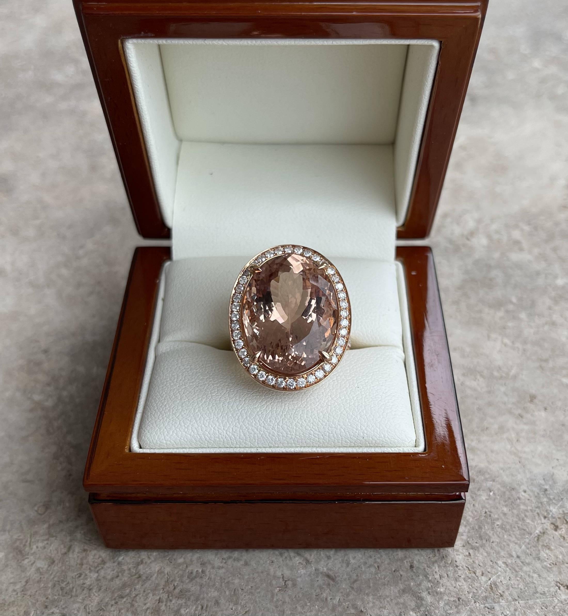 Women's 18CT Rose Gold Morganite and Diamond Ring For Sale