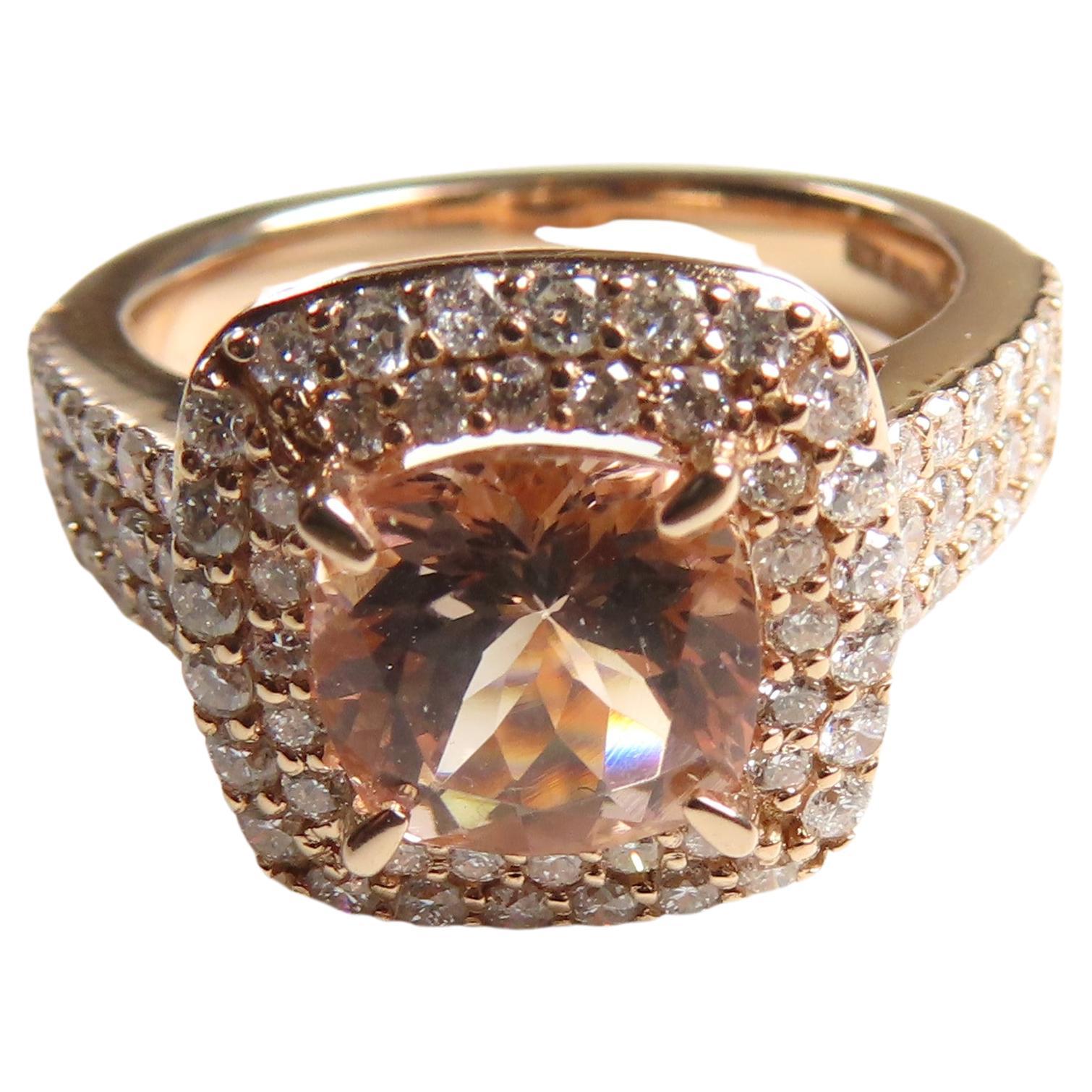 18ct Rose Gold Morganite Diamond Ring For Sale