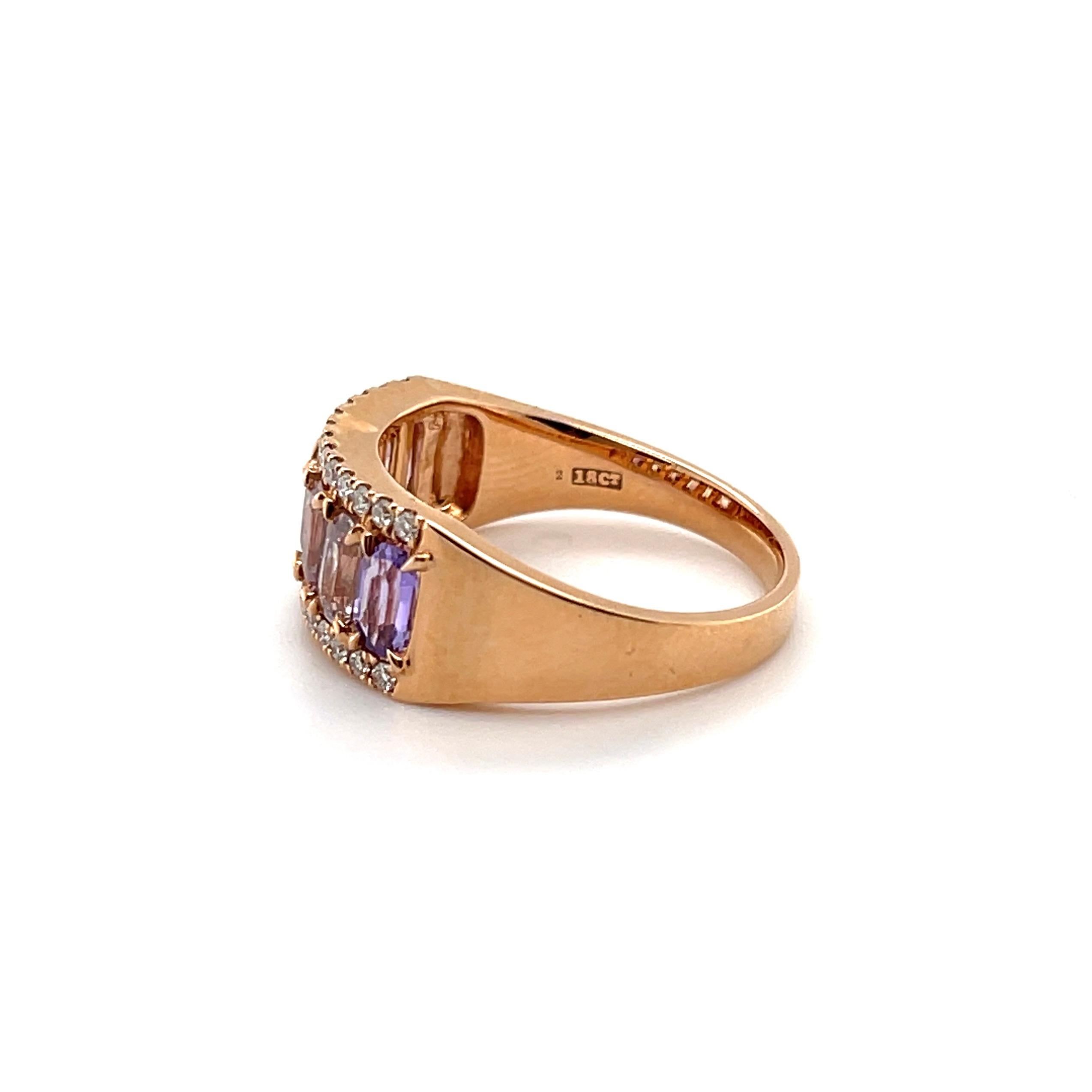 For Sale:  18ct Rose Gold 'No Heat' Fancy Sapphire and Diamond Ring 3