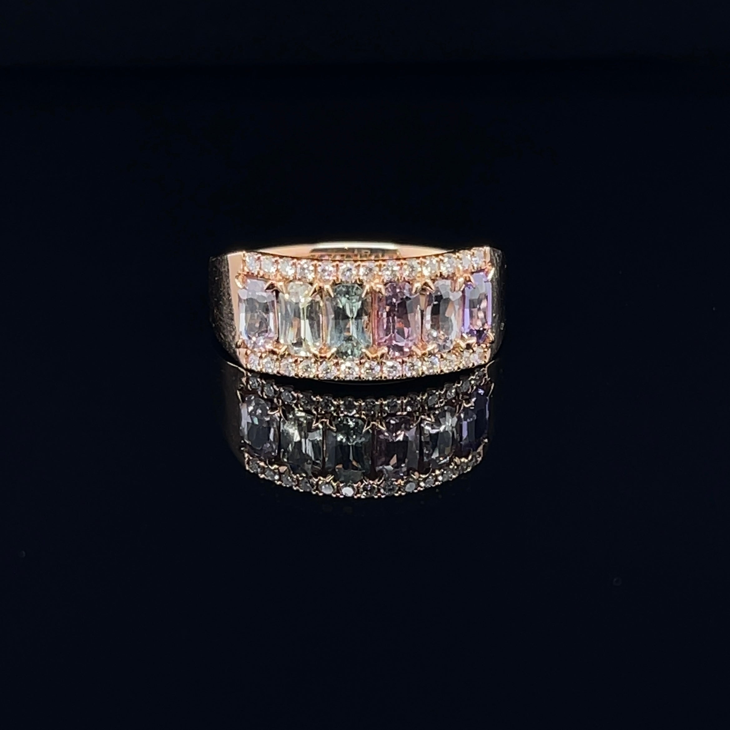 For Sale:  18ct Rose Gold 'No Heat' Fancy Sapphire and Diamond Ring 7