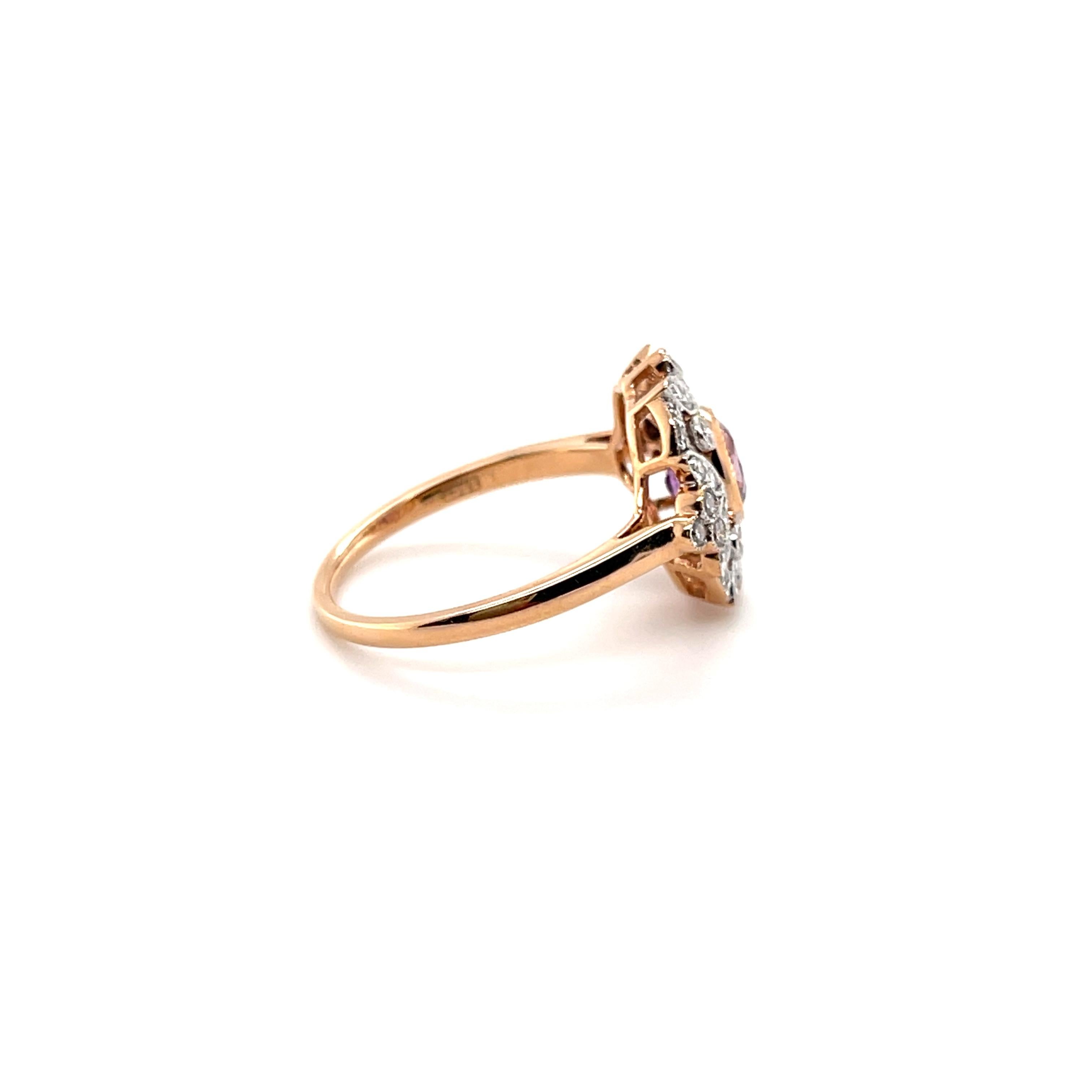 For Sale:  18ct Rose Gold 'No Heat' Pink Sapphire and Diamond Ring 2