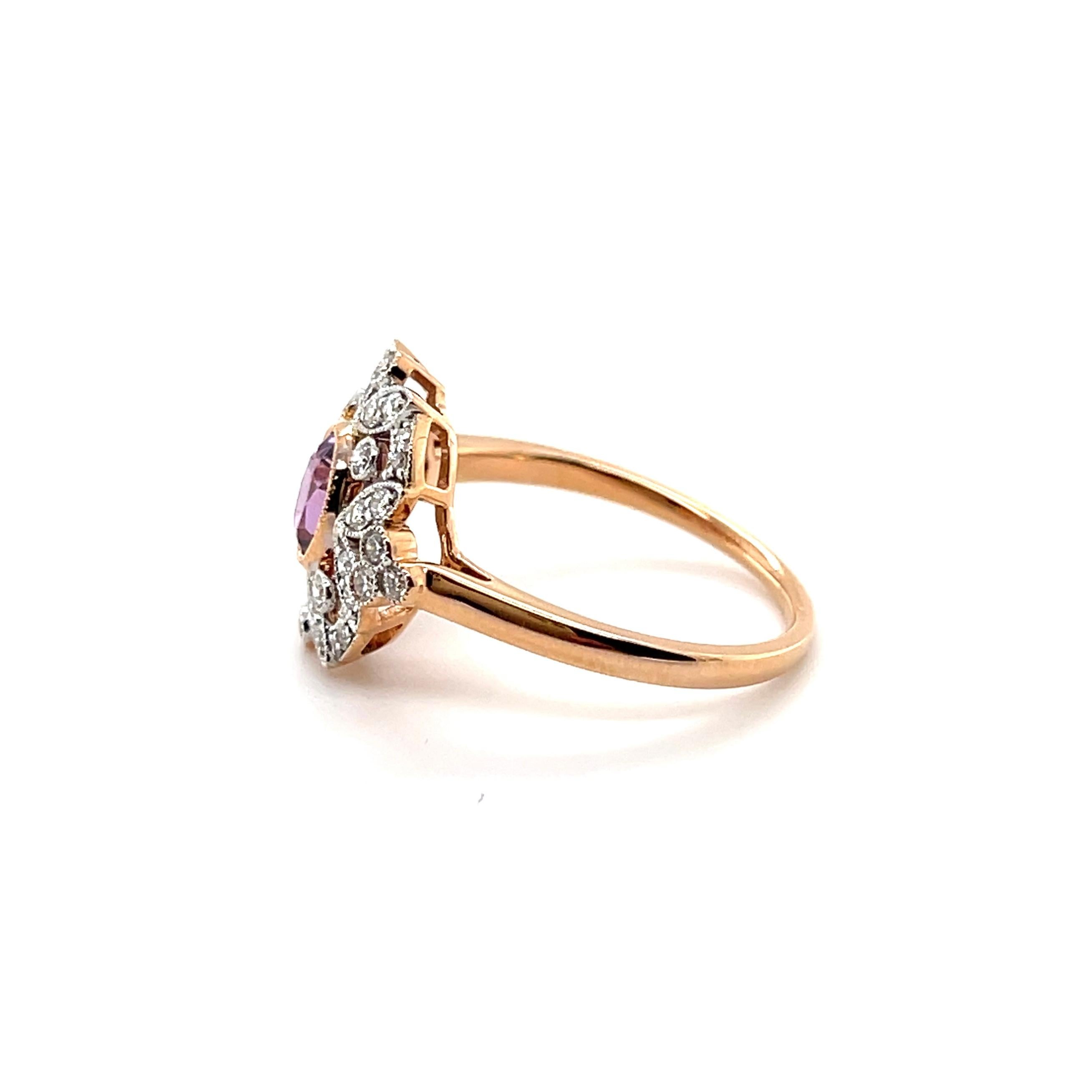 For Sale:  18ct Rose Gold 'No Heat' Pink Sapphire and Diamond Ring 3
