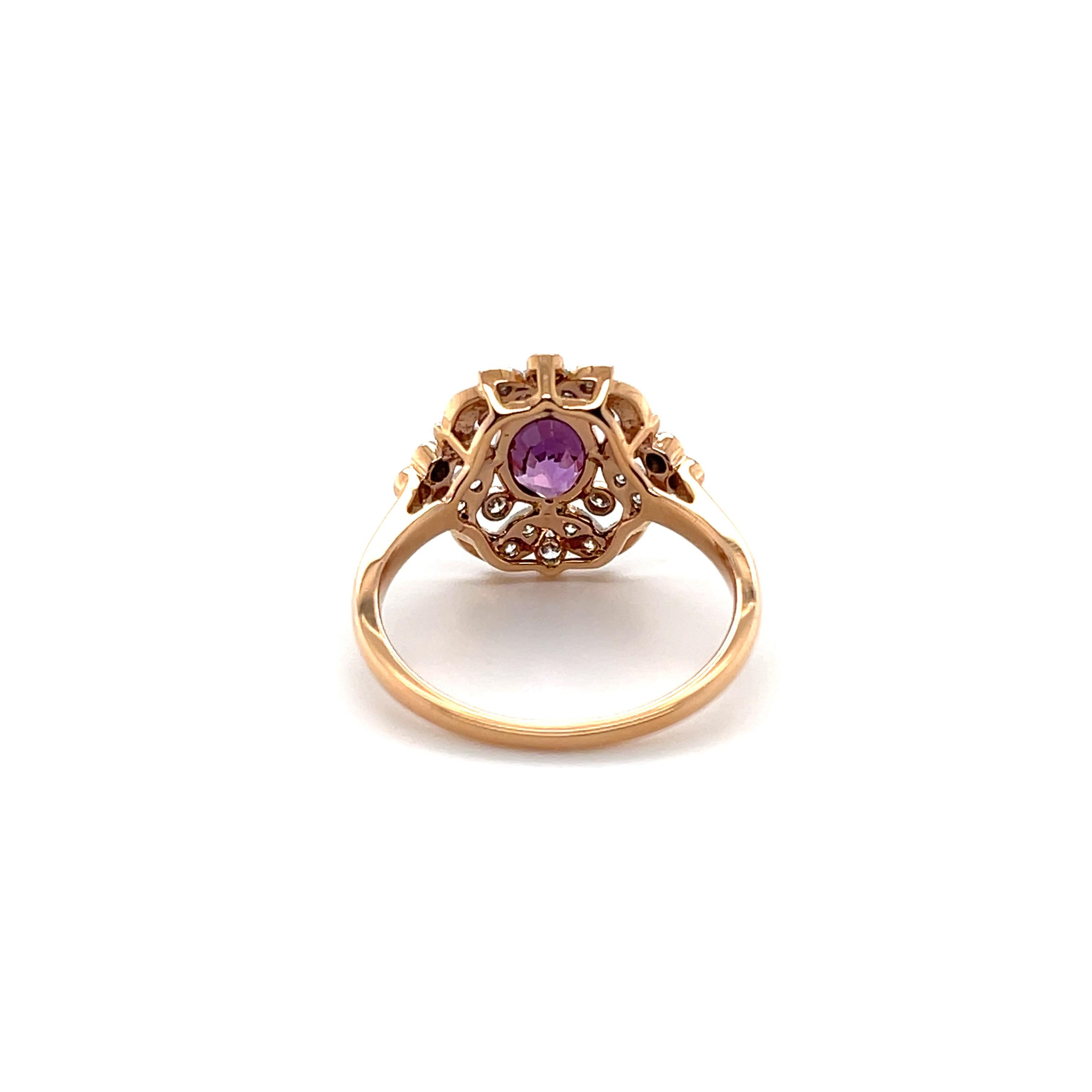 For Sale:  18ct Rose Gold 'No Heat' Pink Sapphire and Diamond Ring 4