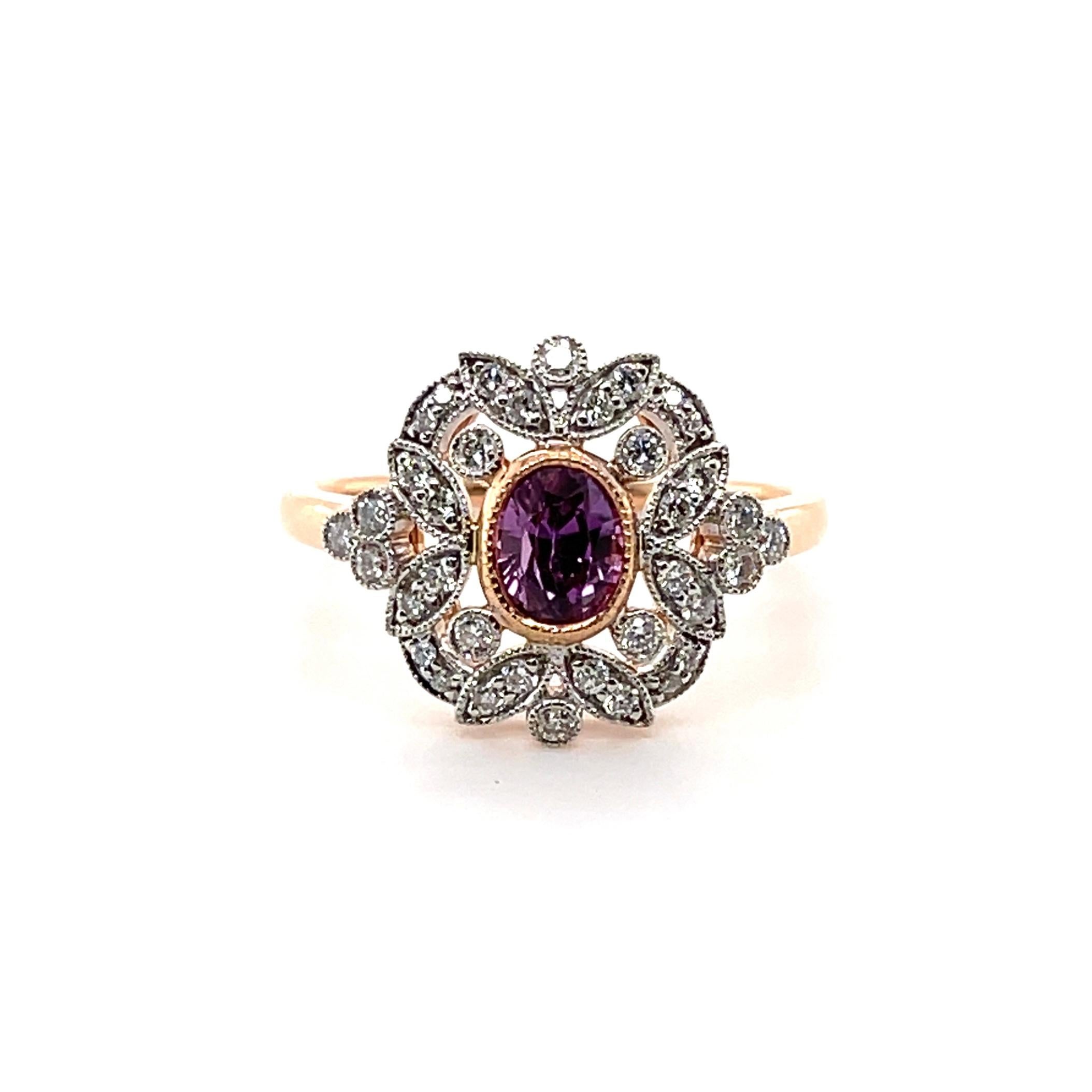 For Sale:  18ct Rose Gold 'No Heat' Pink Sapphire and Diamond Ring 5