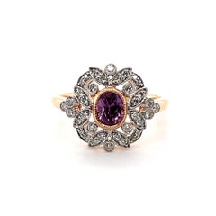 18ct Rose Gold 
No Heat
 Pink Sapphire and Diamond Ring