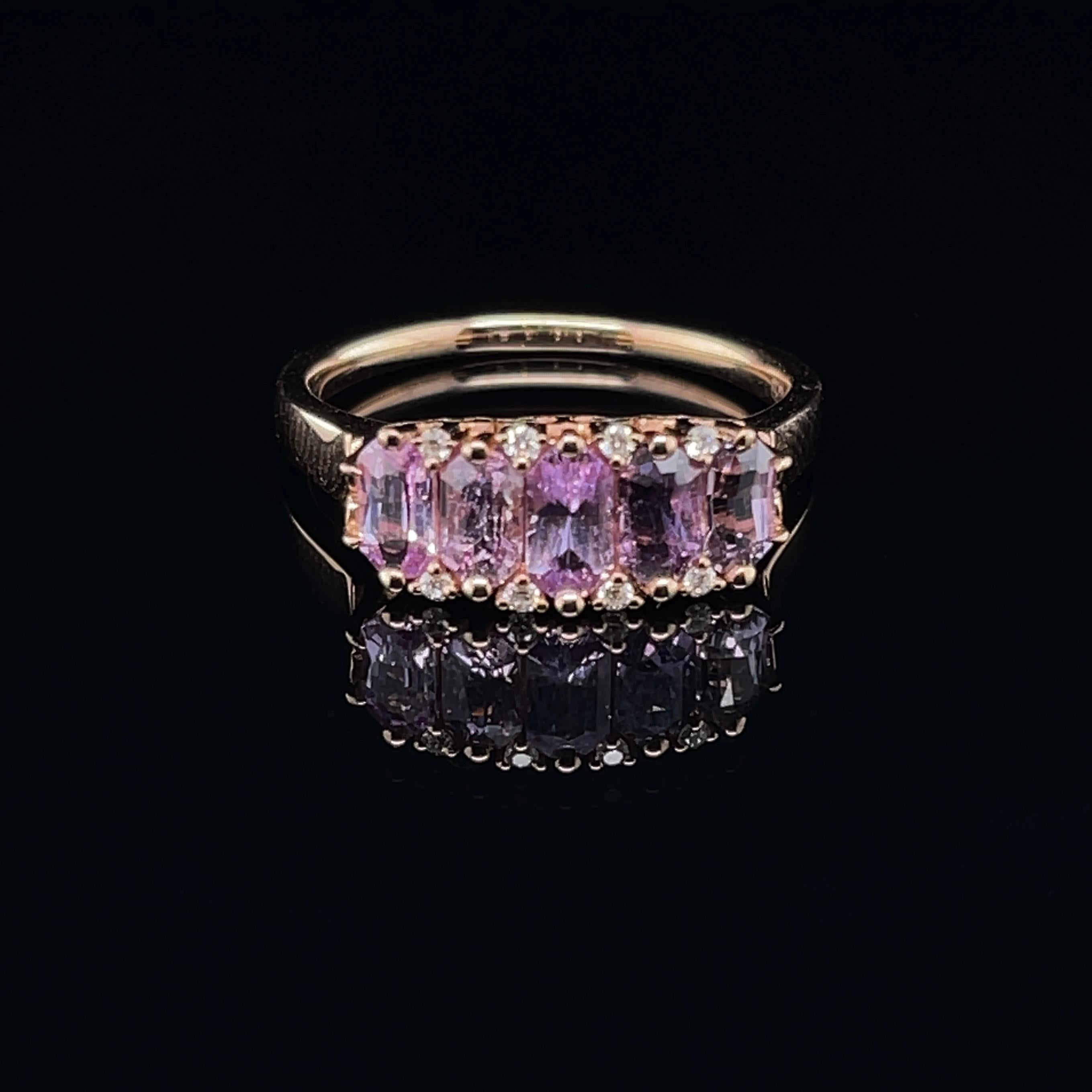 For Sale:  18ct Rose Gold 'No Heat' Purple Coloured Sapphire Ring 6