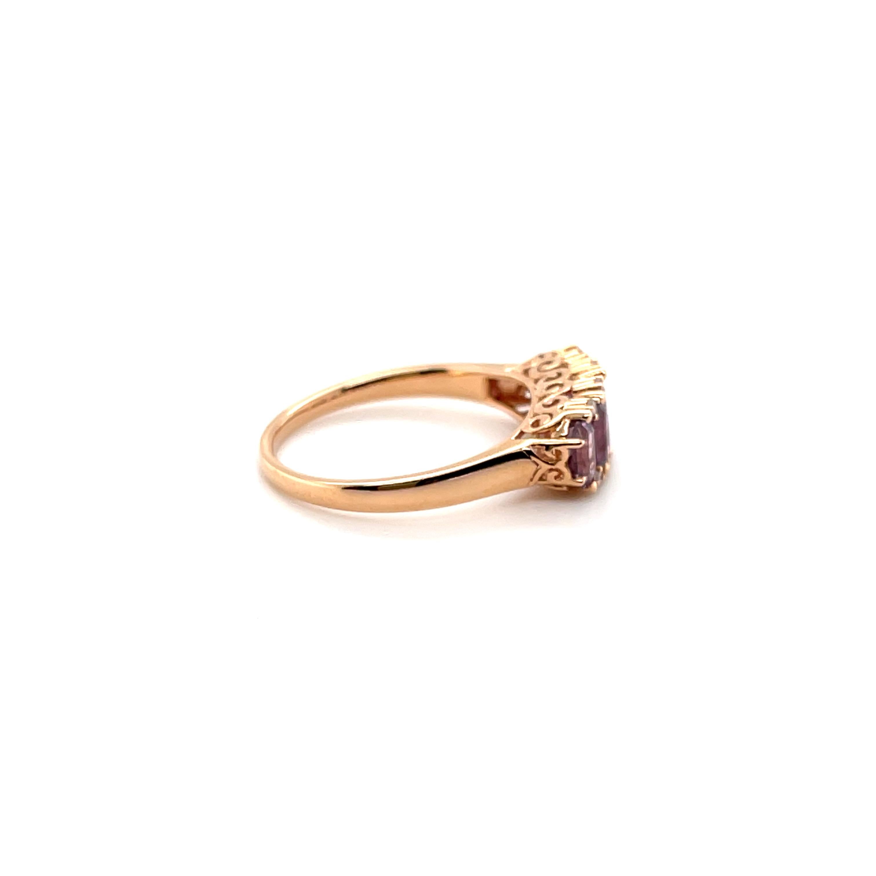 For Sale:  18ct Rose Gold 'No Heat' Purple Coloured Sapphire Ring 2