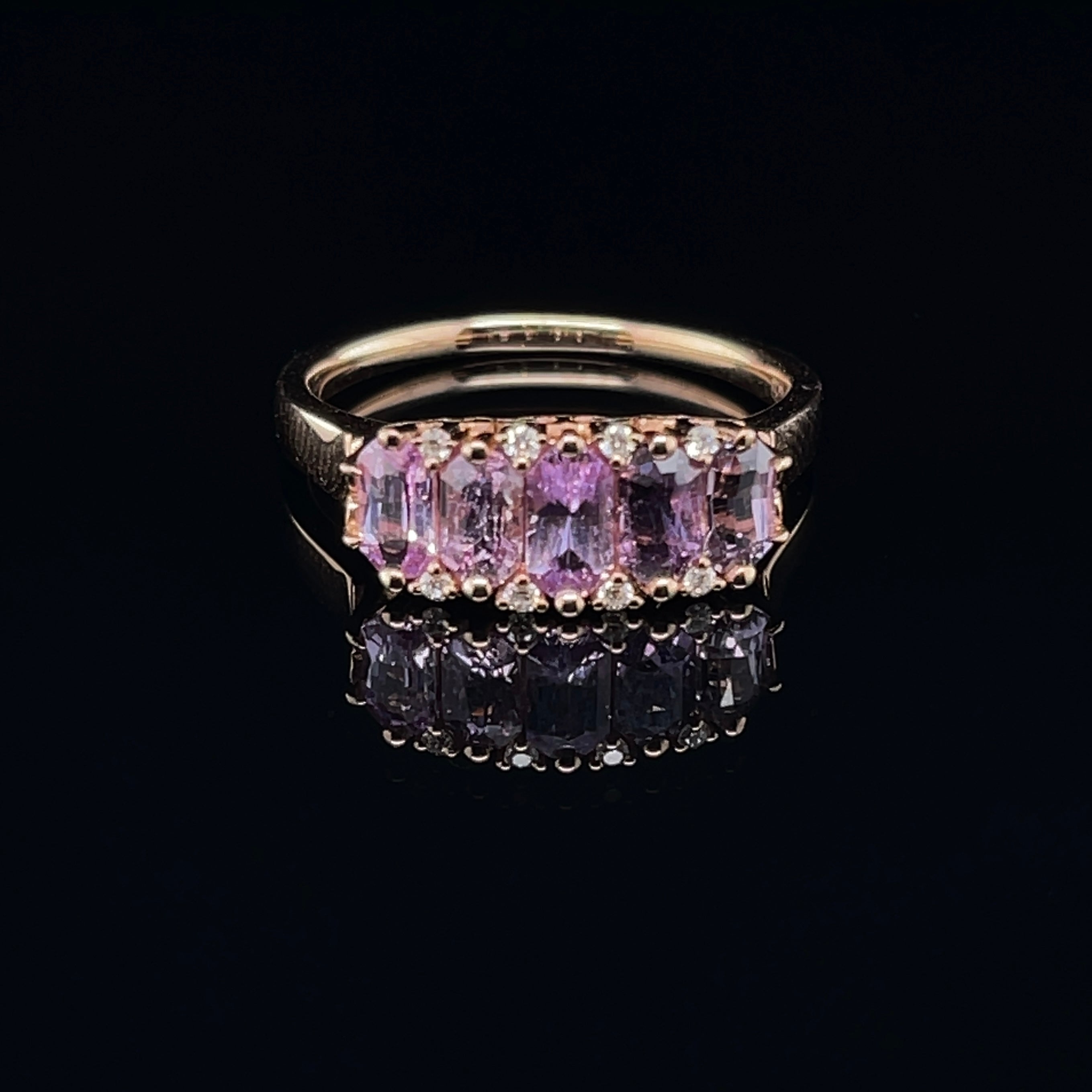 For Sale:  18ct Rose Gold 'No Heat' Purple Coloured Sapphire Ring 5