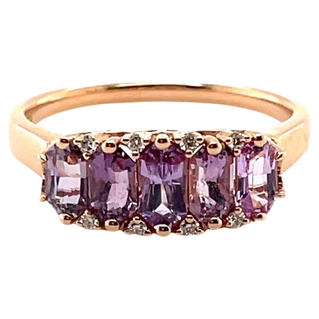 For Sale:  18ct Rose Gold 'No Heat' Purple Coloured Sapphire Ring