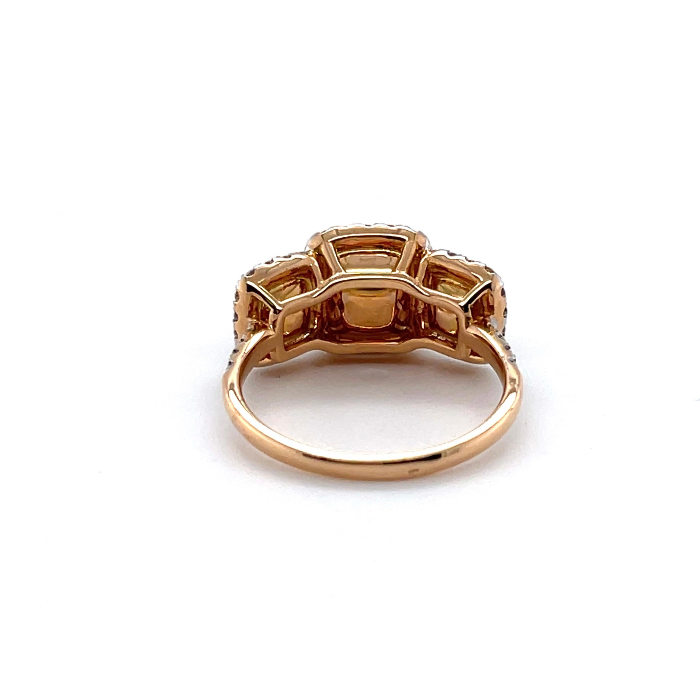 For Sale:  18ct Rose Gold 'No Heat' Trilogy Coloured Sapphire Ring 4