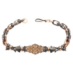 18ct Rose Gold & Oxidized Silver Filigree Link Bracelet