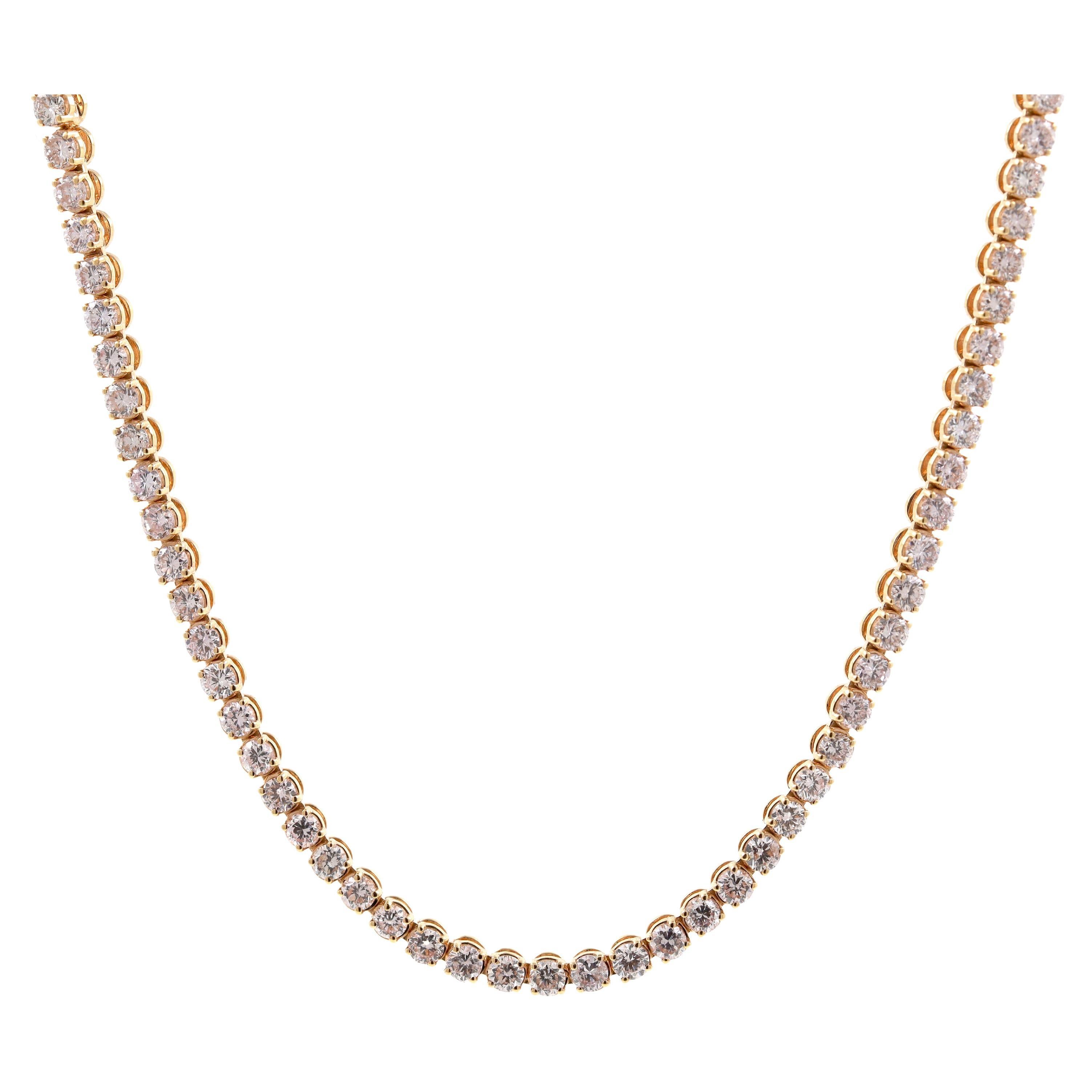 18ct Rose Gold Pink Diamond Tennis Necklace