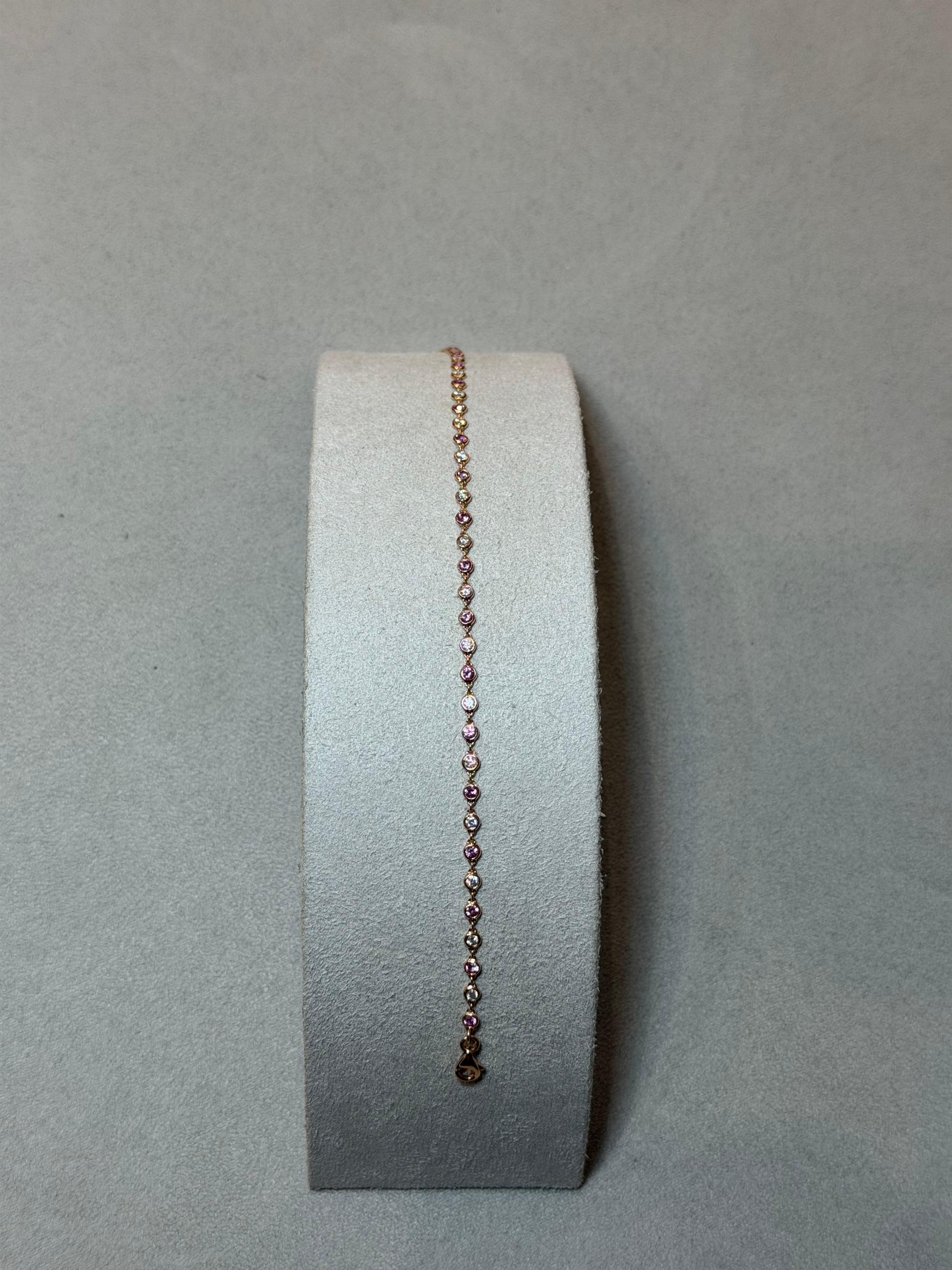 Pulsera de Oro Rosa 18ct Zafiro Rosa y Diamante Blanco Natural en Nuevo estado para la venta en Marlow, GB