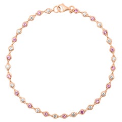 18ct Rose Gold Pink Sapphire & White Natural Diamond Bracelet