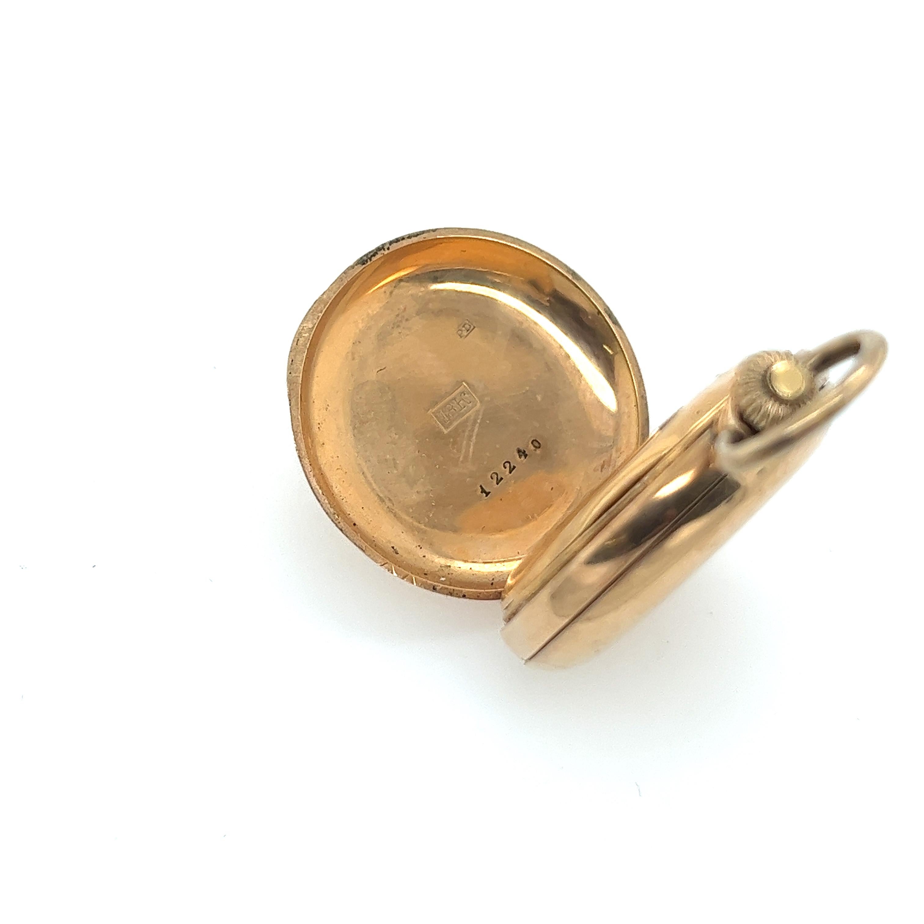 18ct Rose Gold Pocket Watch 25mm Case In Excellent Condition In London, GB