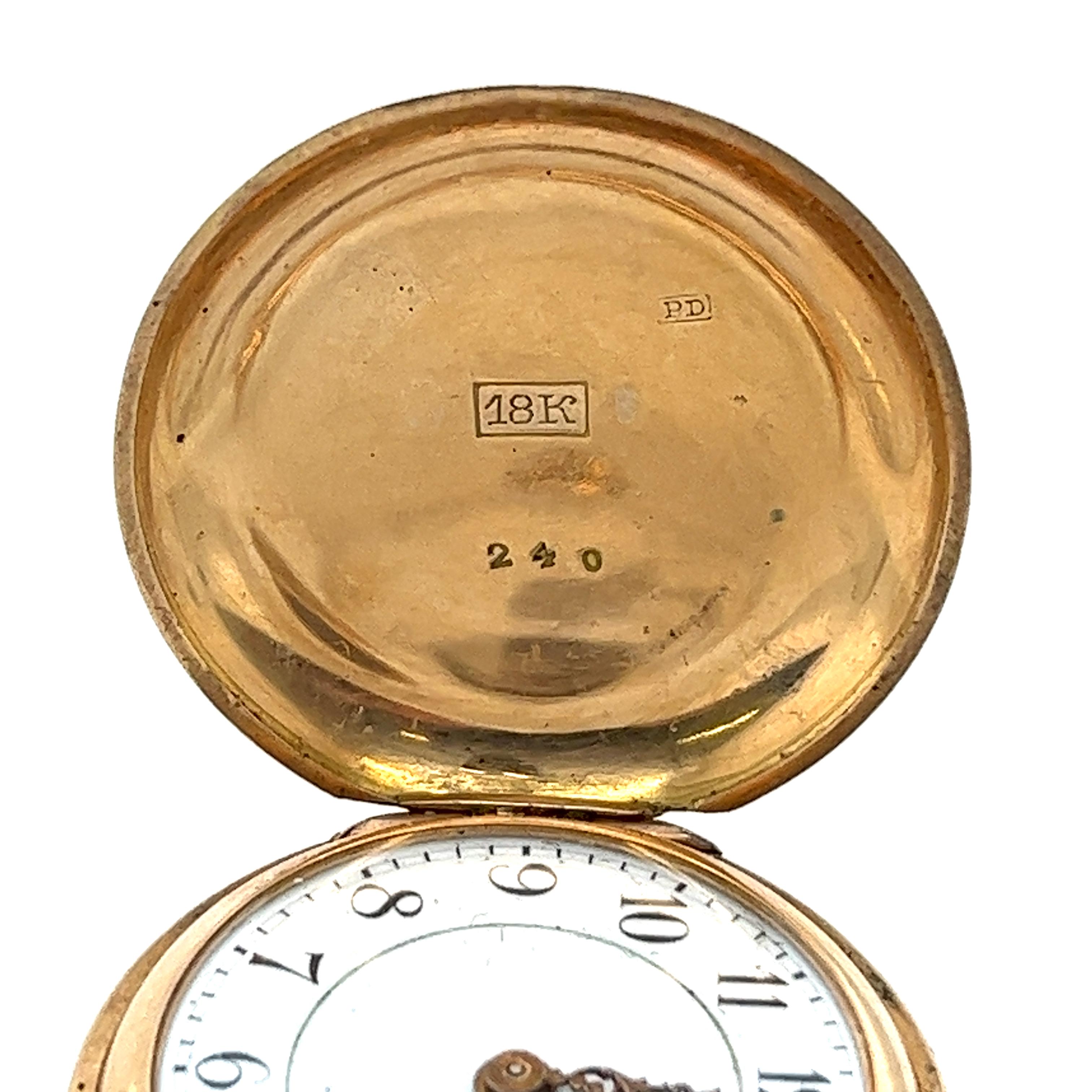 18ct Rose Gold Pocket Watch 25mm Case 1