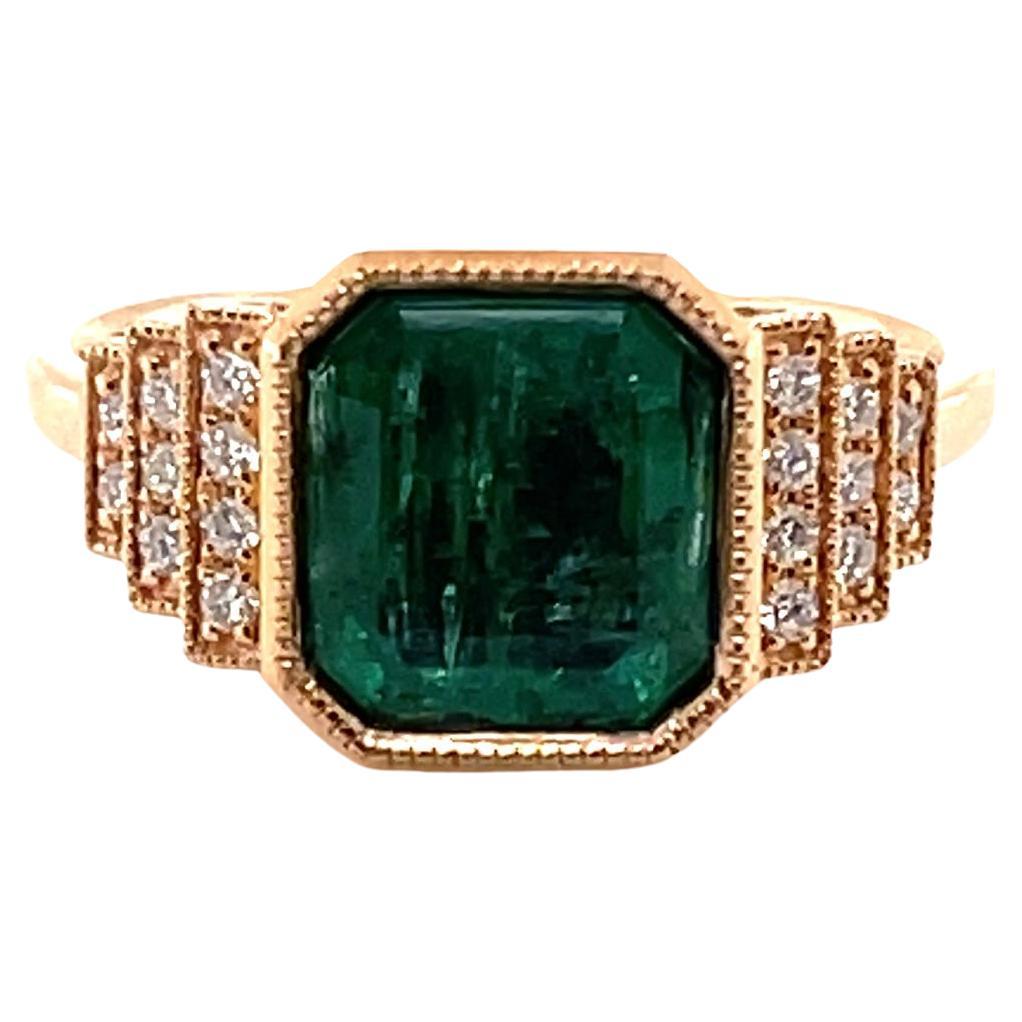 18ct Rose Gold Ring with 2.51ct Emerald and Diamond