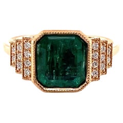 18ct Rose Gold Ring with 2.51ct Emerald and Diamond