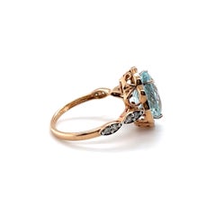 18ct Rose Gold Ring with 3.11ct Aquamarine and Diamond