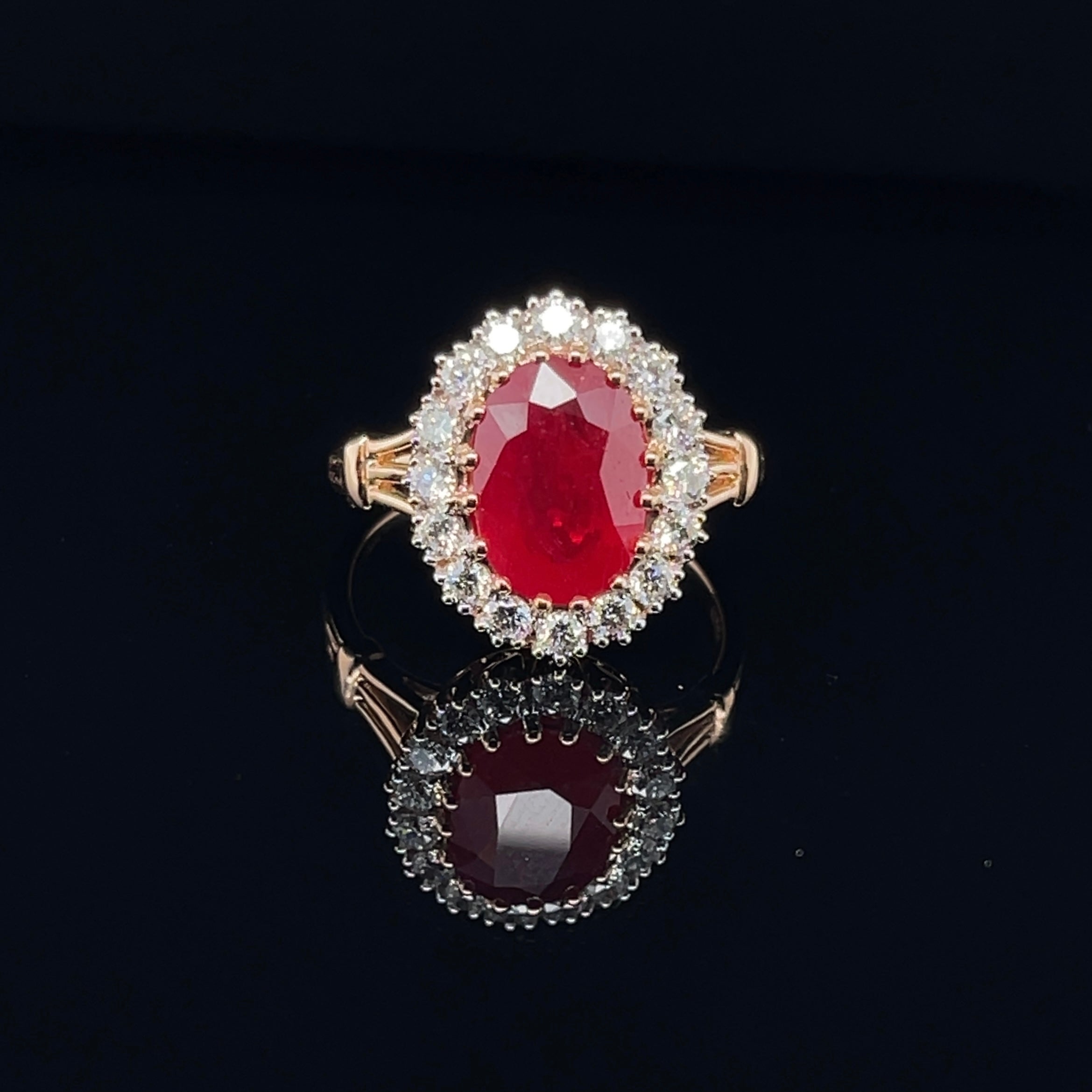 For Sale:  18ct Rose Gold Ruby and Diamond Ring 6