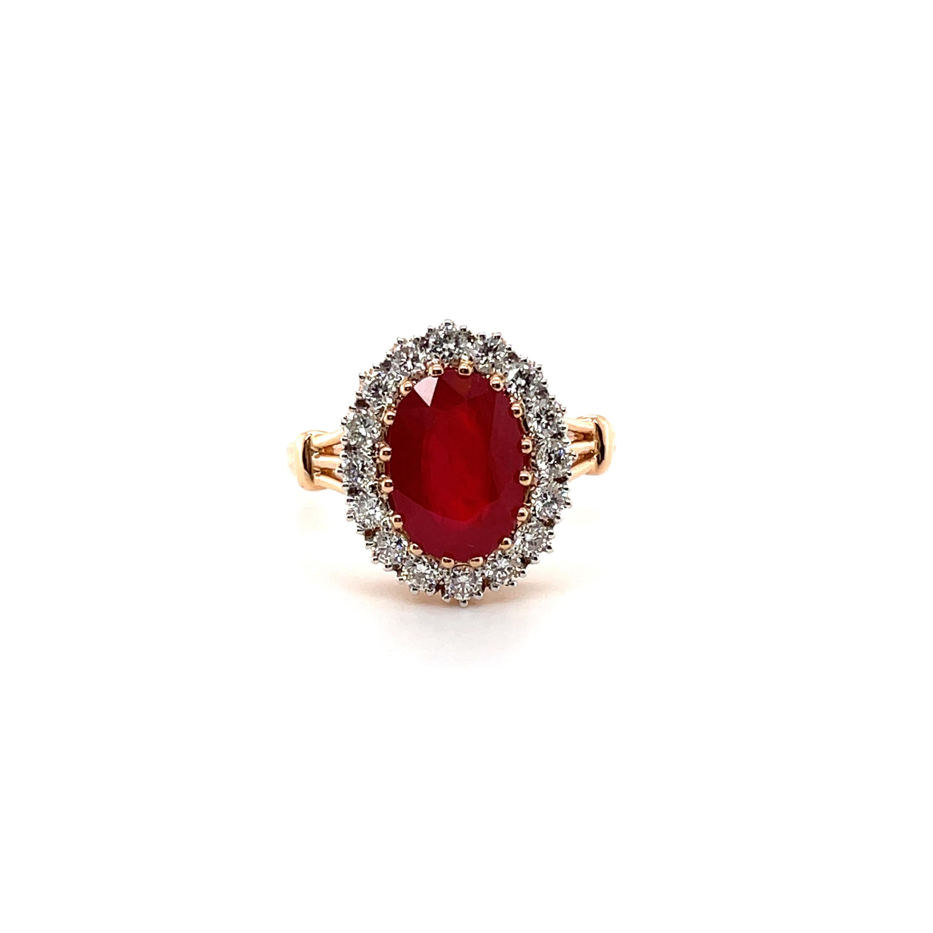 For Sale:  18ct Rose Gold Ruby and Diamond Ring