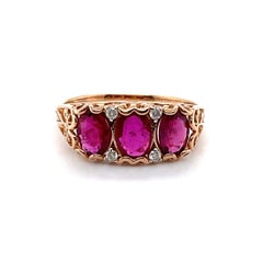 18ct Rose Gold Ruby and Diamond Trilogy Ring