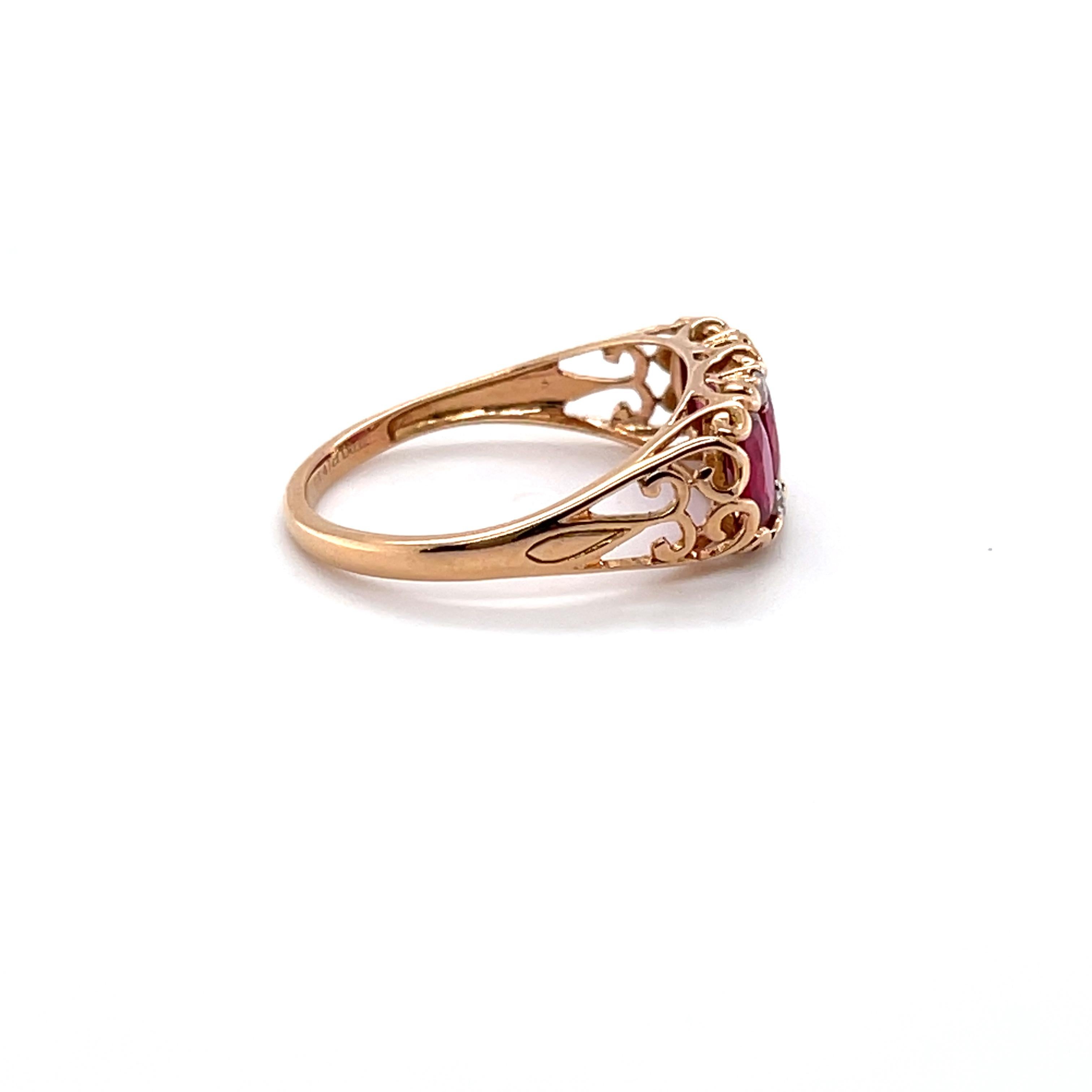 For Sale:  18ct Rose Gold Ruby and Diamond Trilogy Ring 3