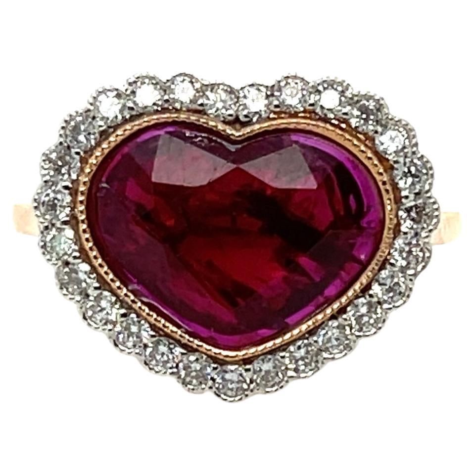 18ct Rose Gold Ruby 'No Heat' and Diamond Ring For Sale