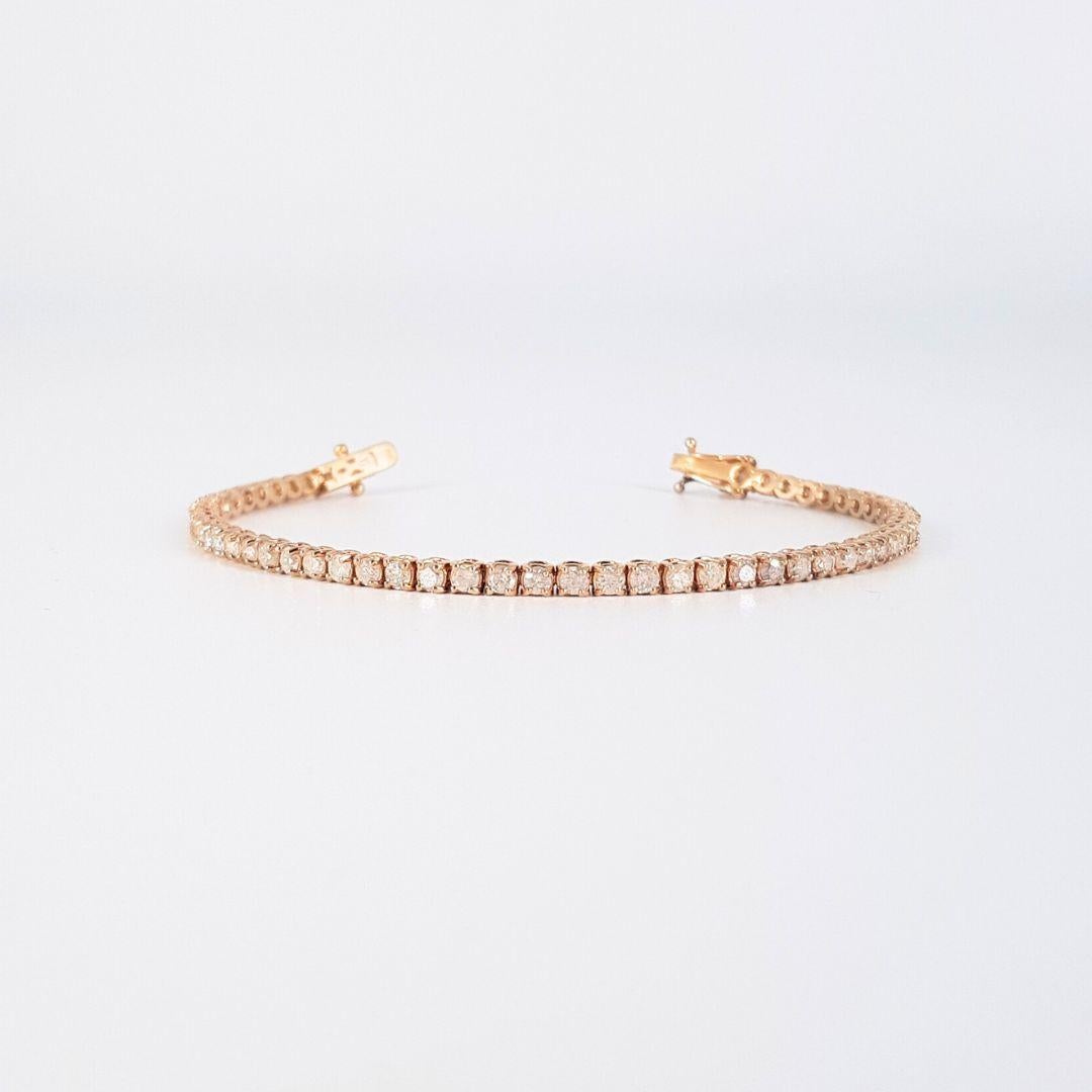 18ct Rose Gold Salz und Pfeffer Diamant Tennisarmband (Rundschliff)