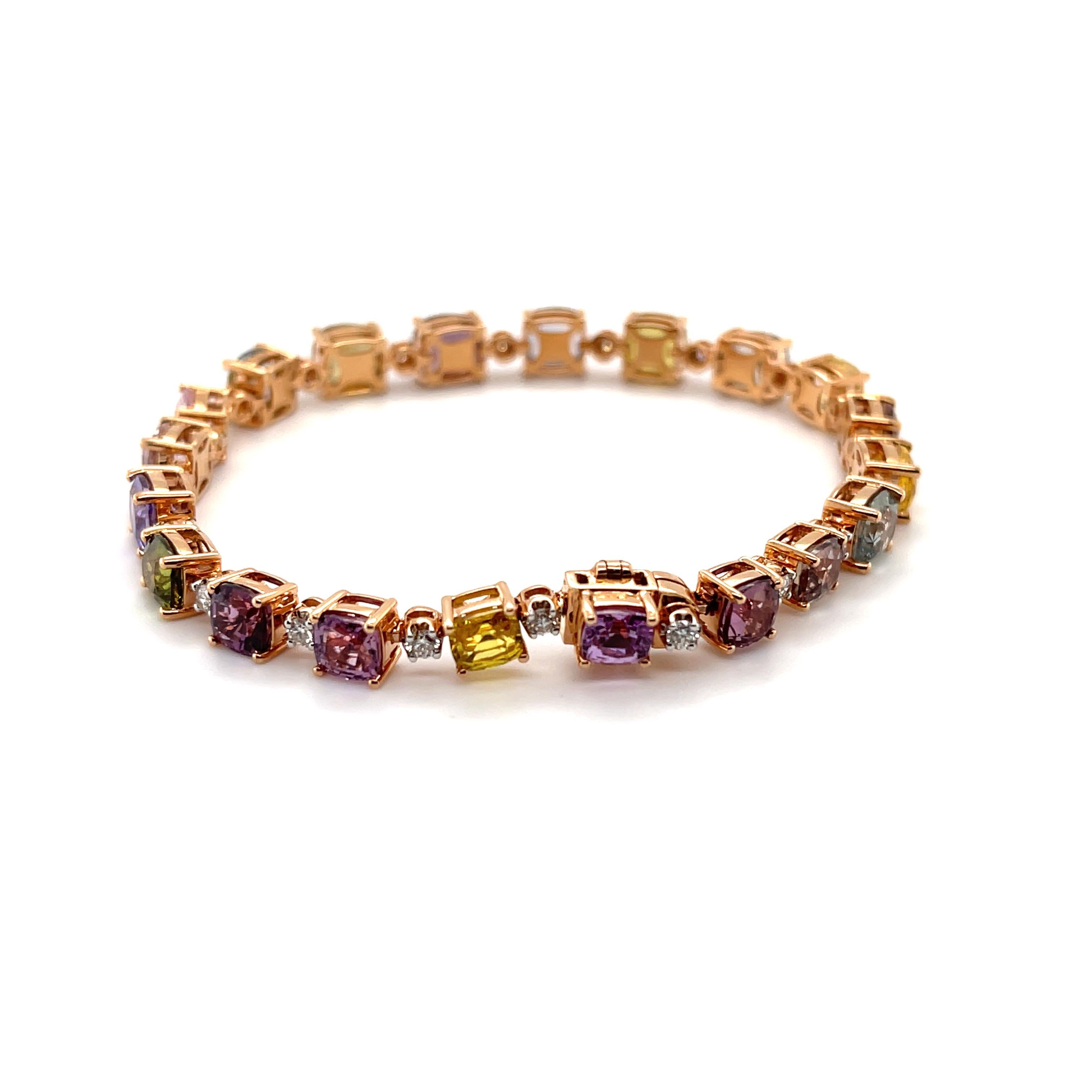 Contemporary 18ct Rose Gold Sapphire and Diamond Bracelet For Sale