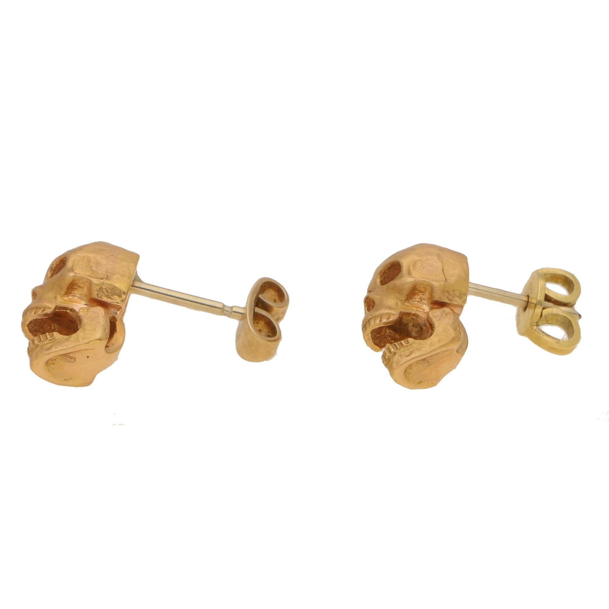 diamond skull stud earrings