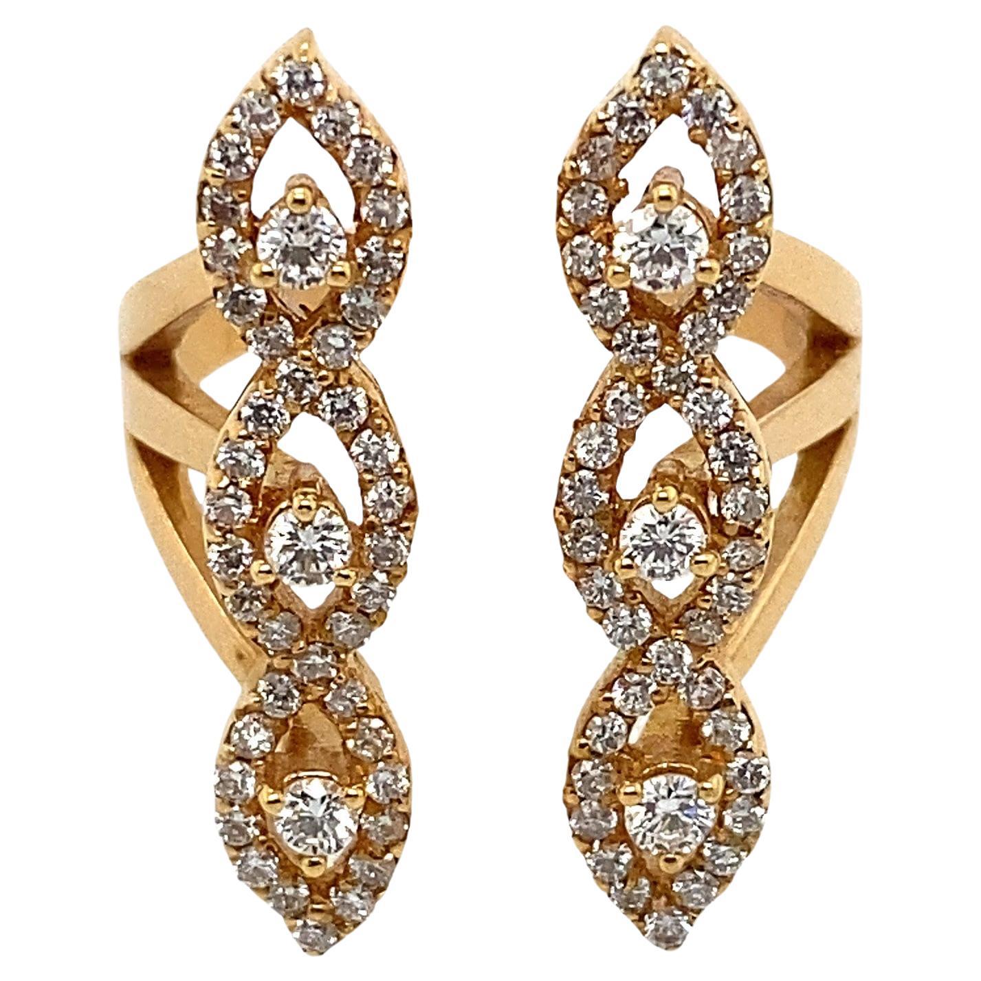 Anillo de diseño triple marquesa de oro rosa de 18 ct con 1,0 ct de diamantes G VS en venta