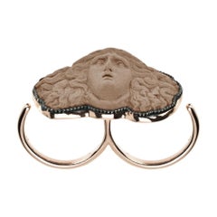 18ct Rose Gold Vermeil Medusa Double Ring in Brown