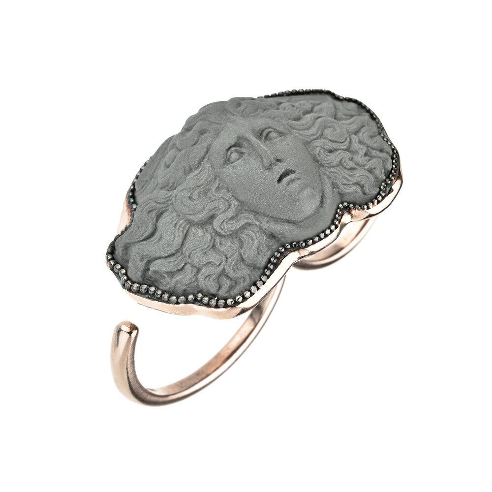 For Sale:  18ct Rose Gold Vermeil Medusa Double Ring in Grey 3