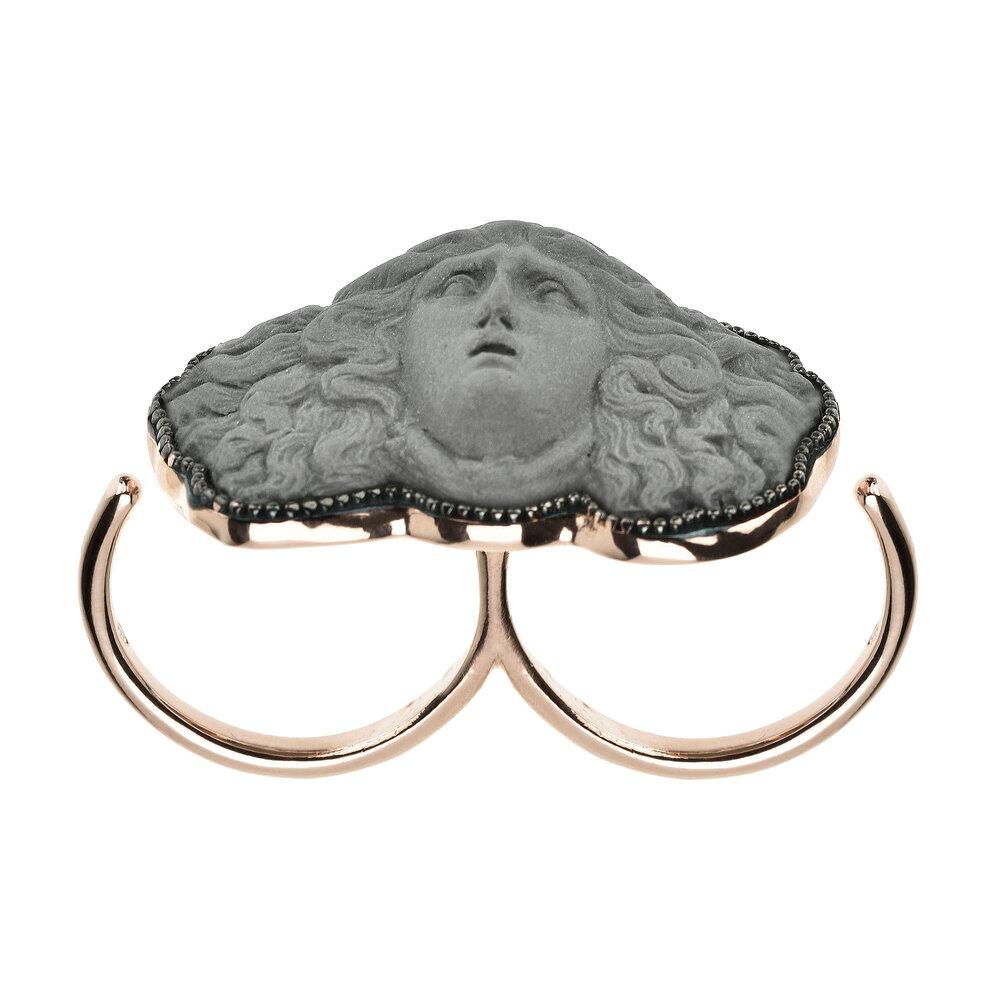 For Sale:  18ct Rose Gold Vermeil Medusa Double Ring in Grey