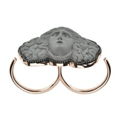18ct Rose Gold Vermeil Medusa Double Ring in Grey