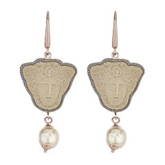 18ct Rose Gold Vermeil Medusa Earrings in Beige